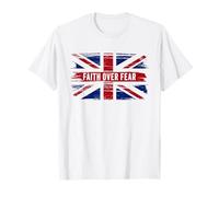 Faith Over Fear - Christian UK Flag Color Graphic Design T-Shirt