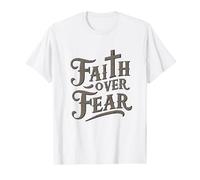 Faith Over Fear Christian Vintage Style Text T-Shirt