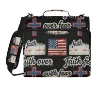 Faith Over Fear Denim Flag Black 1.5 Inch 3 Ringing Organizer Binder with Shoulder Strap Waterproof Portable Portfolio for Middle Student Organizadores de suministros escolares
