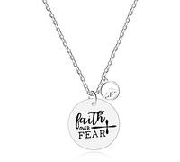 Faith Over Fear Encourage Religious Necklace Charm Heart Mustard Seed Stainless Steel Necklace for Women Men Y855 (Round Mountain)