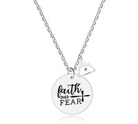 Faith Over Fear Encourage Religious Necklace Charm Heart Mustard Seed Stainless Steel Necklace for Women Men Y855 (Triangle Mountain)