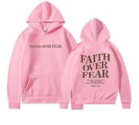 Faith over Fear Hoodie, Christian Sweatshirts for Women Men, Loose-Fitting Casual Sweatshirts for Spring and Autumn (Pink,XL)