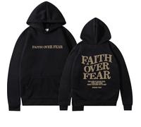 Faith over Fear Hoodie, Christian Sweatshirts for Women Men, Loose-Fitting Casual Sweatshirts for Spring and Autumn (Black,L)