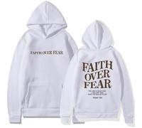 Faith Over Fear Hoodie, Jesus Loves You Hoodie, Christian Hoodie Sweatshirt Man Woman (White,M)