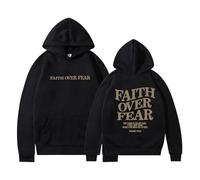 Faith Over Fear Hoodie Sweatshirt Unisex Hoodie Pullover For Men Women Sweatshirt Longsleeve Casual Tops (Black,S)
