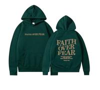 Faith Over Fear Hoodie Sweatshirt Unisex Hoodie Pullover For Men Women Sweatshirt Longsleeve Casual Tops (Green,L)