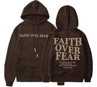 Faith Over Fear Hoodie Sweatshirt Unisex Hoodie Pullover Longsleeve Casual Tops For Men Women (brown,S)
