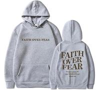 Faith Over Fear Hoodie Sweatshirt Unisex Hoodie Pullover Longsleeve Casual Tops For Men Women (gery,L)