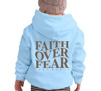 Faith Over Fear Hoodies for Girls UK Mode Letter Graphic Fall Clothes Oversized Pullover Sweatshirt Fashion Long Sleeve Crew Neck Casual Loose Pullover Tops Sportwear for 2-13 Years Blue