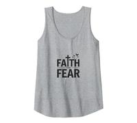 Faith Over Fear: Inspirational Christian Message Tank Top, Women, Heather Grey, L