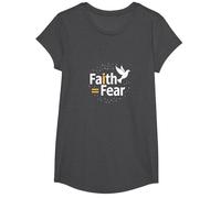 Faith Over Fear: Inspiring Spiritual Dove Message T-Shirt, Girls, Dark Heather Grey, XS