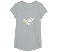 Faith Over Fear: Inspiring Spiritual Dove Message T-Shirt, Girls, Heather Grey, XS