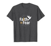Faith Over Fear: Inspiring Spiritual Dove Message T-Shirt, Men, Dark Heather Grey, XXL