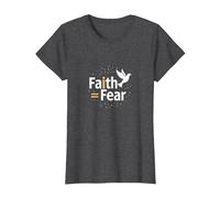 Faith Over Fear: Inspiring Spiritual Dove Message T-Shirt, Women, Dark Heather Grey, XS