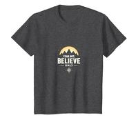Faith Over Fear Men | Fear Not, Believe Only Inspirational T-Shirt, Kids, Dark Heather Grey, 8 Years