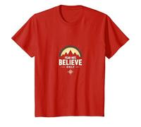 Faith Over Fear Men | Fear Not, Believe Only Inspirational T-Shirt, Kids, Red, 10 Years