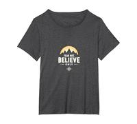 Faith Over Fear Men | Fear Not, Believe Only Inspirational T-Shirt, Women's Plus, Dark Heather Grey, 2X