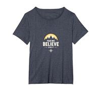 Faith Over Fear Men | Fear Not, Believe Only Inspirational T-Shirt, Women's Plus, Heather Blue, 5X