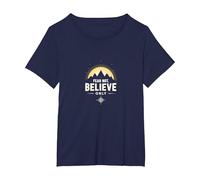 Faith Over Fear Men | Fear Not, Believe Only Inspirational T-Shirt, Women's Plus, Navy, 2X
