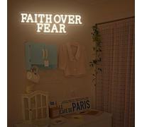 Faith Over Fear Neon Sign| Bible Verse LED Decor | Gift for Christians | Jesus Lover Gift | Religious Faith Sign | Christmas Decor