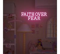 Faith Over Fear Neon Sign| Bible Verse LED Decor | Gift for Christians | Jesus Lover Gift | Religious Faith Sign | Christmas Decor