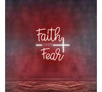 Faith Over Fear Neon Sign, God Wall Art Lover Gift, Bedroom Decor, Personalized Gifts
