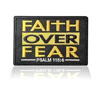 Faith Over Fear Patch 3.8 * 2.6" Embroidered Funny Patch Hook and Loop Backing Faith Over Fear Morale Patch for Backpacks, Hats, Bags,Dog Harness, Vests, Patch Wall