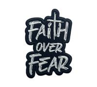 Faith Over Fear Patch 3 Inches Iron On/Sew On Cross Christian God Religious Faith Embroidered Applique Patches for Jacket Backpacks Trucker Hat Christian DIY Accessories