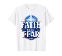 Faith Over Fear Phil 4:13 Christian Cross Bible Verse Value Graphic T-Shirt, Men, White, S