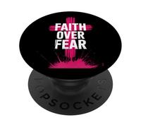Faith Over Fear Pink Cross Christian Streetwear PopSockets Adhesive PopGrip