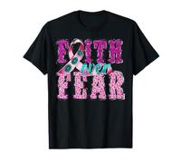 Faith Over Fear Pink Ribbon Christian Breast Cancer Warrior T-Shirt