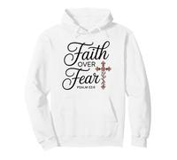Faith over Fear Psalm Flower Cross Believing Christian Pullover Hoodie