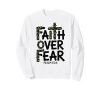 Faith Over Fear Psalm God Believing Leaves Cross Christian Sweatshirt