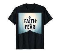 Faith Over Fear Religious Inspirational Men's Apparel T-Shirt, Men, Black, 6XL