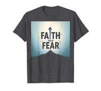 Faith Over Fear Religious Inspirational Men's Apparel T-Shirt, Men, Dark Heather Grey, 6XL