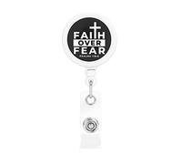 Faith Over Fear Retractable Badge Holder Reel Clip Id Card Holder forNurse Student Office Worker