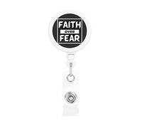 Faith Over Fear Retractable Badge Holder Reel Clip Id Card Holder forNurse Student Office Worker