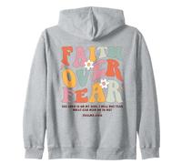 Faith Over Fear Retro Christian Bible Verse Groovy Religious Zip Hoodie