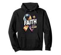 Faith Over Fear - Ribbon Support Bladder Cancer Awareness Pullover Hoodie