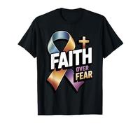 Faith Over Fear - Ribbon Support Bladder Cancer Awareness T-Shirt