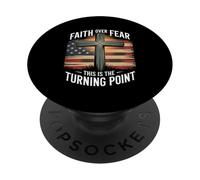 Faith Over Fear This Is The Turning Point Cross Flag PopSockets Adhesive PopGrip