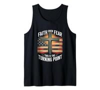 Faith Over Fear This is The Turning Point Cross Flag Tank Top