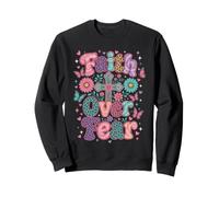 Faith Over Fear Tie Dye Christian Floral Cross Sweatshirt