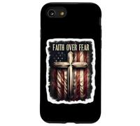 Faith Over Fear Vintage American Flag Cross Christian Quote Case for iPhone SE (2020) / 7/8