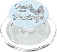 Faith Over Feelings, Graceful Apparel with Butterfly Cross PopSockets PopGrip for MagSafe