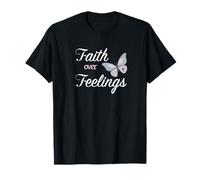 Faith Over Feelings, Graceful Apparel with Butterfly Cross T-Shirt