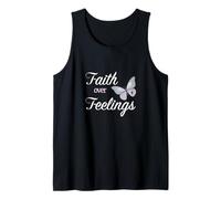 Faith Over Feelings, Graceful Apparel with Butterfly Cross Tank Top