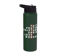 Faith Prayer Scripture Christ Love Worship Father Christian Stainless Steel Insulated Water Bottle