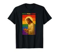 Faith Pride Power Jesus LGBTQ Inspirational Christian Symbol T-Shirt