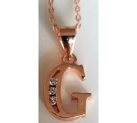 Faith Rose Gold Sterling Silver Sterling Silver Rose Gold Initial G Pendant 12mm x 8mm with Diamond Cut 18" Chain
